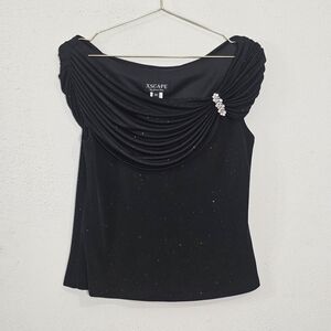 Xscape Black Draped Women's Top Sz M Y2K Made In USA